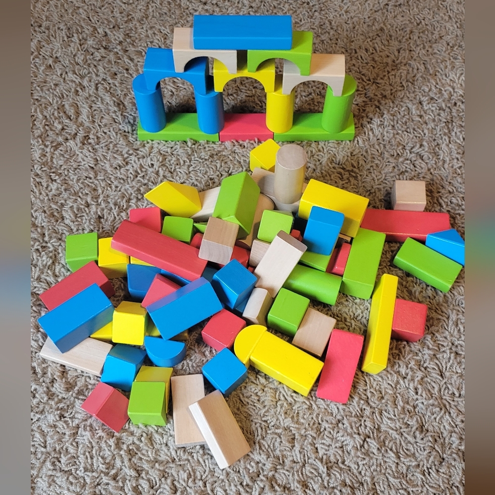 Melissa & Doug Wooden Building Blocks Set